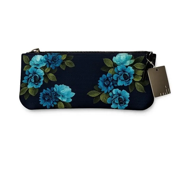 J. Jill Navy Blue Floral Cosmetic Pouch Makeup Bag Travel Case NWT