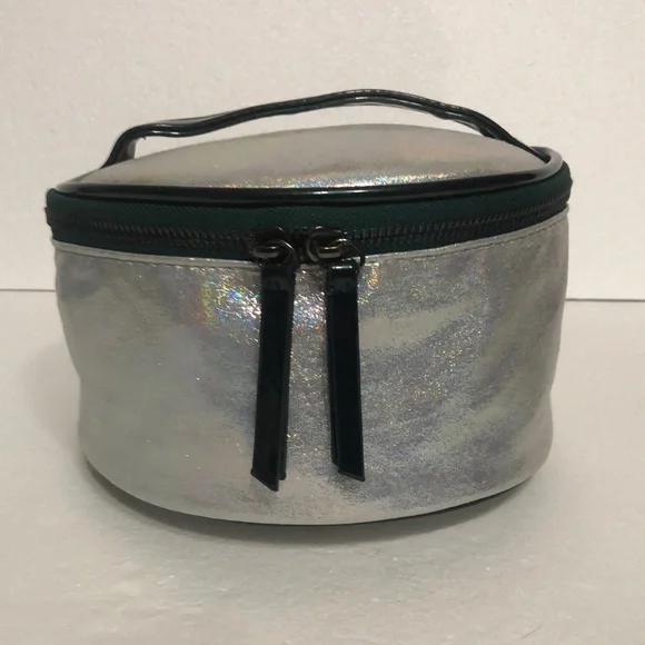 Iridescent Silver Cosmetic Bag