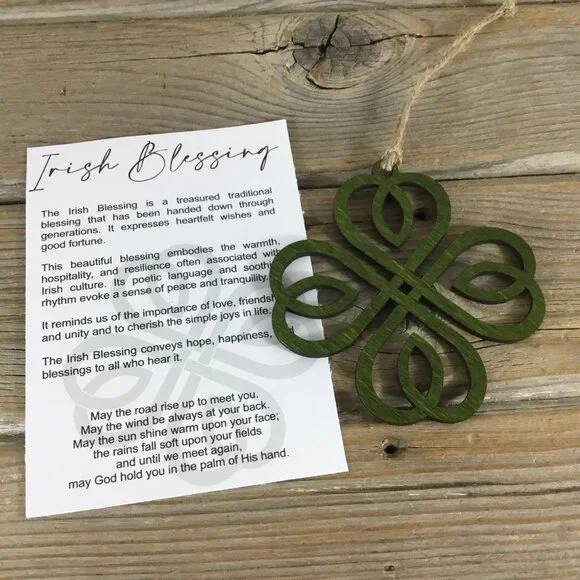 Irish Blessings Four Leaf Clover Story Card Ornament