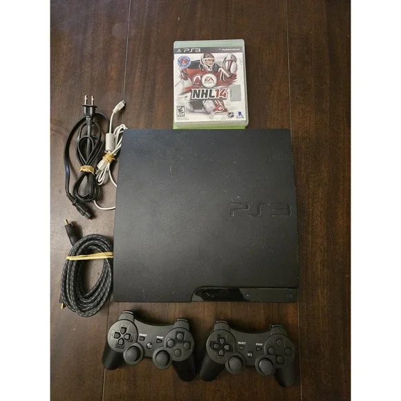 Sony PlayStation 3 Black Console PS3‎ CECH-3000A 160GB 2 Controllers 2 Games