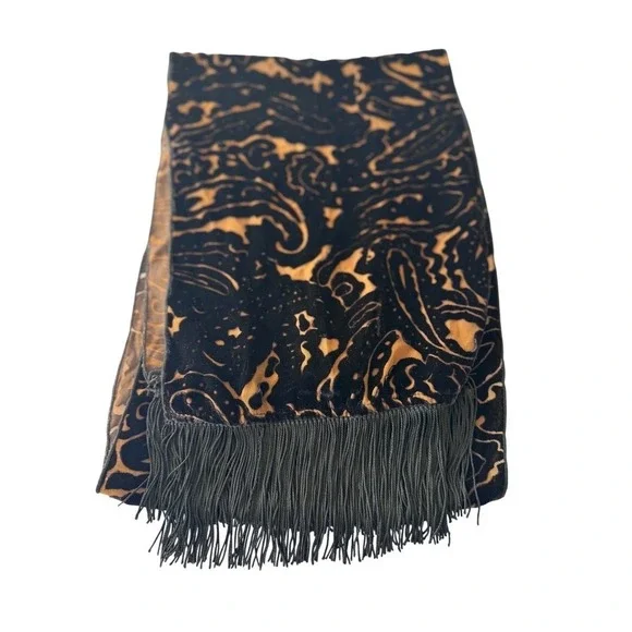 VTG Dana Herbert Burnout Velvet Fringe Baroque Devoré Evening Wrap 12