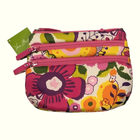 NWT Vera Bradley Pink Floral Makeup Toiletry Bag Organizer 8x6