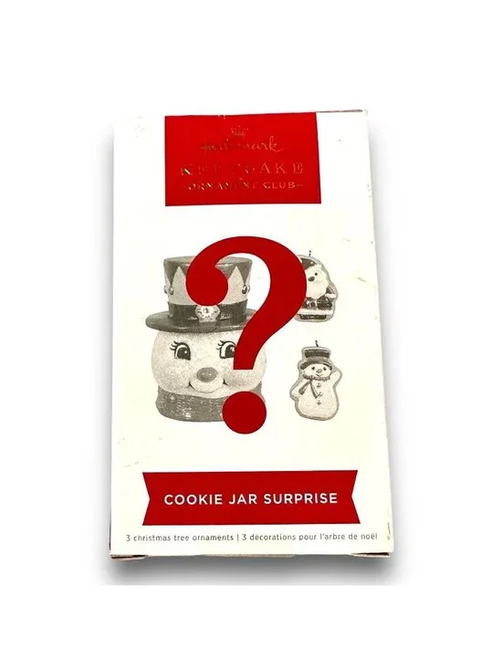 Hallmark Keepsake Cookie Jar Surprise Snowman Ornament With Santa & Snowman Figu