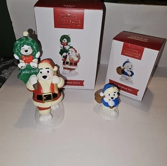 2022 Polar Bear Santa & Polar Bear Pal Hallmark Keepsake Ornament Member Exc➿️