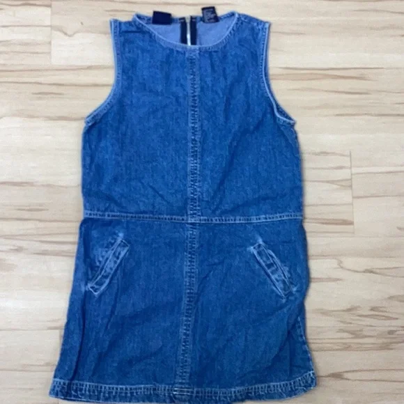 Gap Girls Denim Jumper Dress With Pockets Medium
