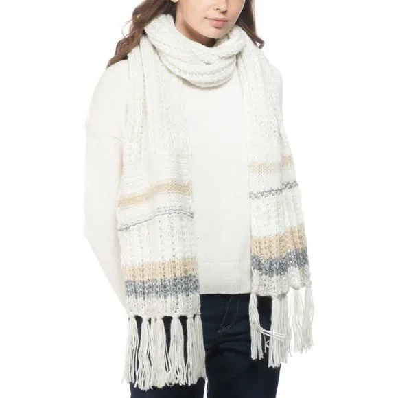 INC International Concepts Inc Mixed-Striped Muffler Scarf‎ Gray  Layered Up NWT
