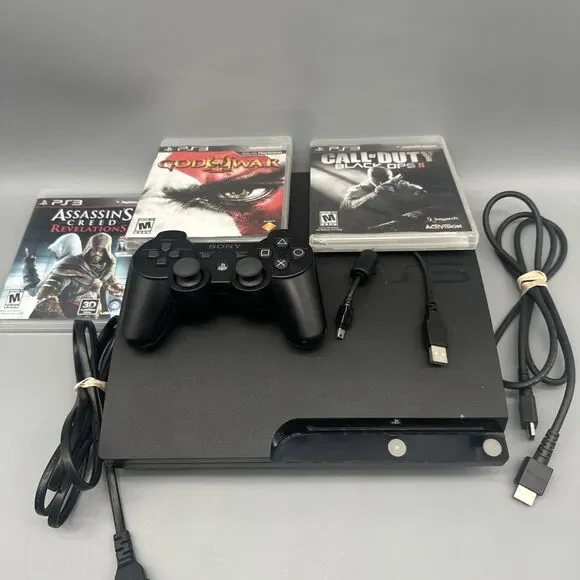 Sony PlayStation 3 Slim Console Bundle Games & Controller - Tested & Working