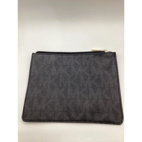 Michael Kors Womens Cosmetic Bag Pouch - MK Logo Black And Silver