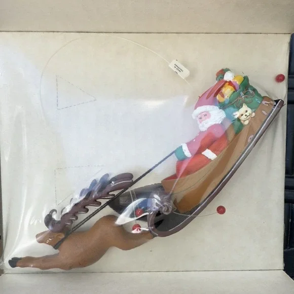Vtg 1991 Neiman Marcus Dept 56 Santa Sleigh Reindeer‎ Christmas Ornament Rare