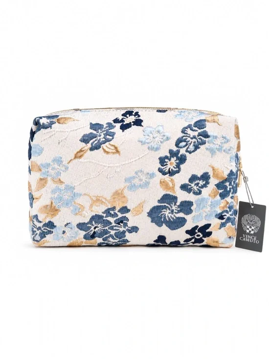 Vince Camuto Blue Floral Cosmetic Bag Cottagecore Coquette Makeup Bag