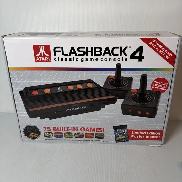 Atari Flashback 4 Classic Game Console 40th Anniversary in Box 2 Joysticks