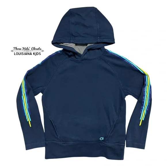 Gap Kids GapFit Sz S Navy Blue Stripe Sleeve Hoodie