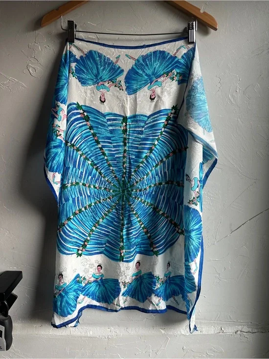 Vintage Blue Ballerina Ballet Scarf Balletcore Coquette Cottagecore Whimsical