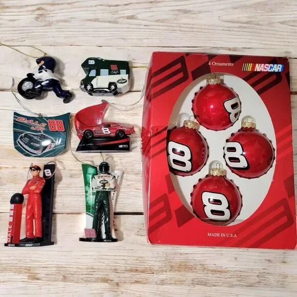 10 Vintage Nascar Christmas Tree Ornaments Dale Earnhardt Jr #8 Collection 2004