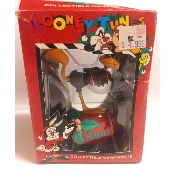 NOS Vintage 1996 Matrix Looney Tunes Daffy Duck Football Christmas Ornament
