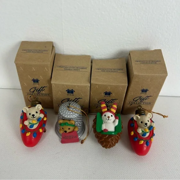 4 - Avon VTG - NIB - Christmas Cutie Ornaments -Sculpted by Michael Arike