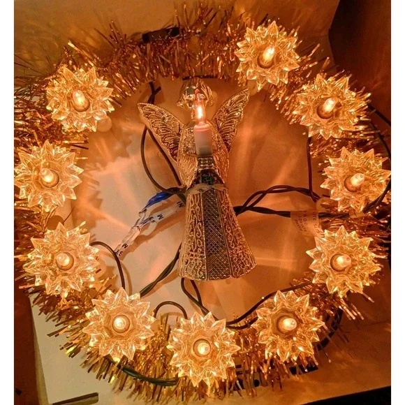 Vintage‎ Gold Angel 11 Light Tree Topper Target Original Packaging Amber Orange