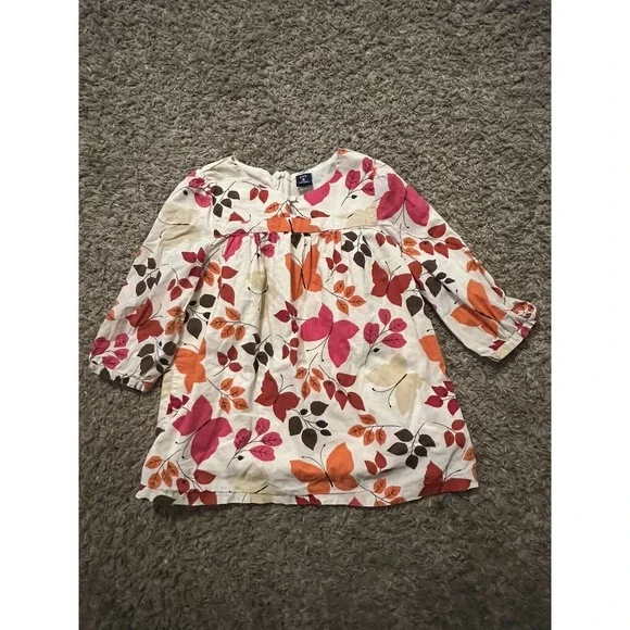 Gap Kids Girls Dress‎ Shirt Size 8 Butterflies Pink Orange