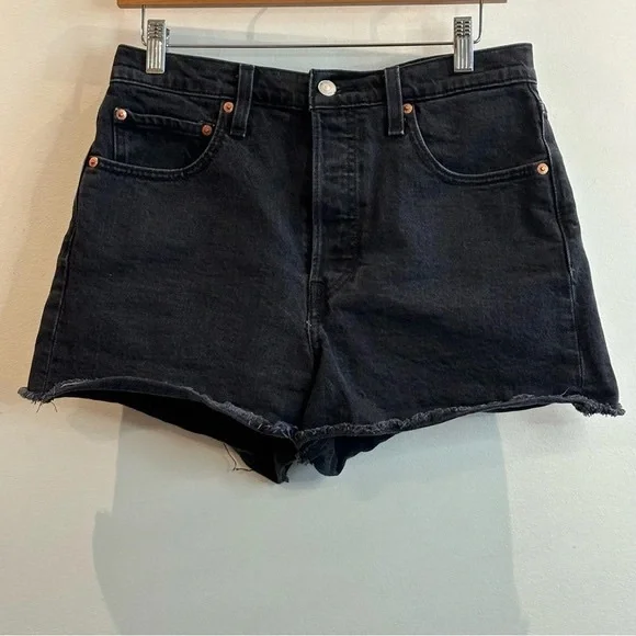 High-Waist Black Denim Women's Shorts