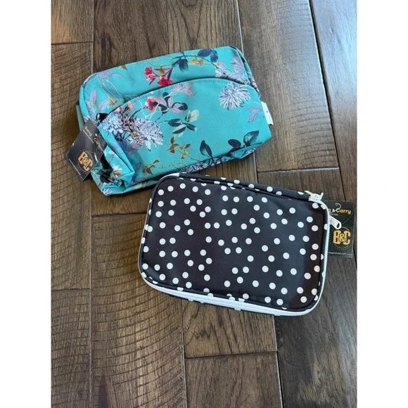 Bang & Carsen Travel Organizer Set Floral‎ Toiletry Bag & Polka Dot Jewelry Case