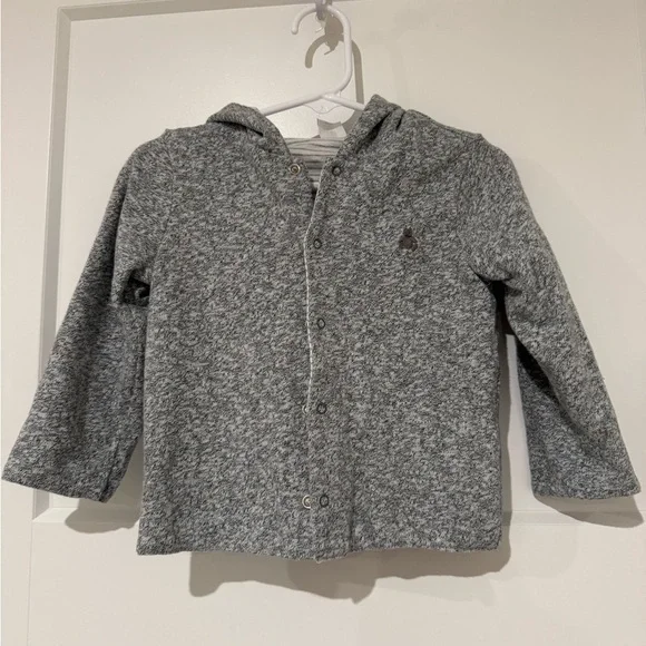 GAP Kids Heather Gray Hooded Snap-Front Reversible Sweatshirt