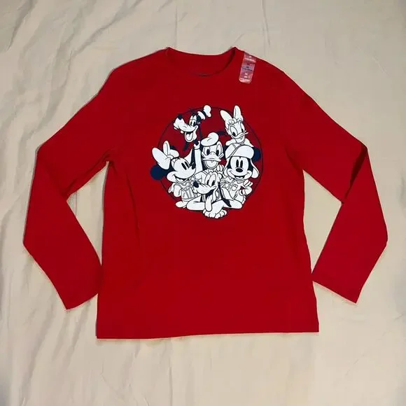 NWT Gap Girls Red Long Sleeve Disney Character Graphic Tee Kids Size Medium