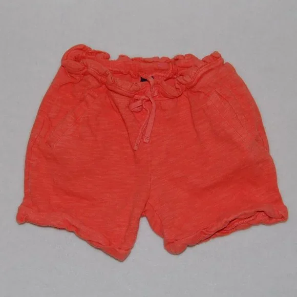 GAP Girls Size S (Age 6-7), Peachy Orange Cuffed Shorts with Pockets