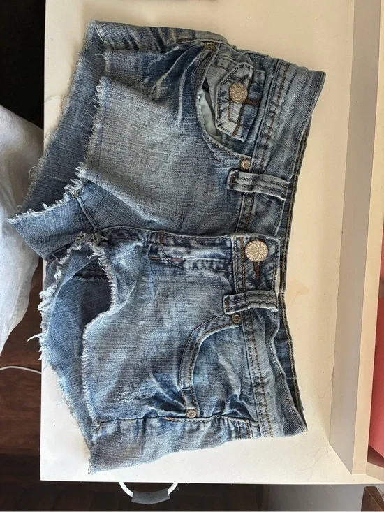 Wildflowers Distressed Light Blue Denim Shorts