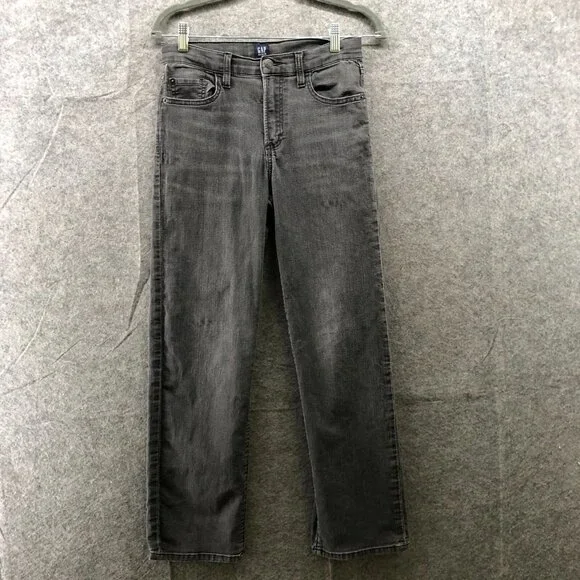 Gap Boys Size‎ 14 Relaxed Straight Jean Stretch Black Adjustable Waist