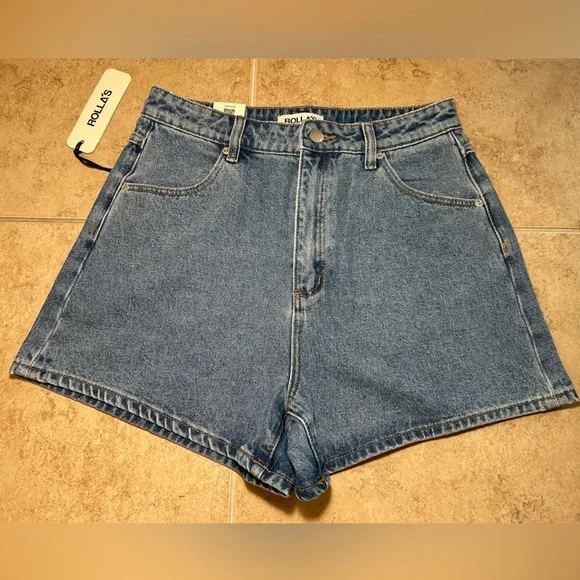 ROLLA'S Blue High-Waist Denim Shorts