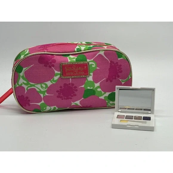 Vtg‎ ESTEE LAUDER Cosmetic Makeup Bag by LILLY PULITZER w/ Eyeshadow Pallet NOS
