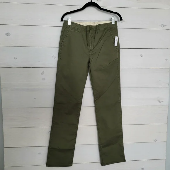 NWT GAP Boy's Pants Olive Military Green Cotton Preppy Gorpcore.