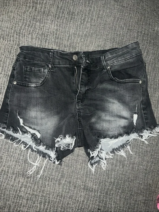 AKIRA Black Distressed Denim Cutoff Shorts