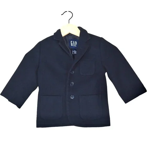 GAP Navy Wool Cashmere Blend Blazer XXS 3/4 Classic Prep Kidswear