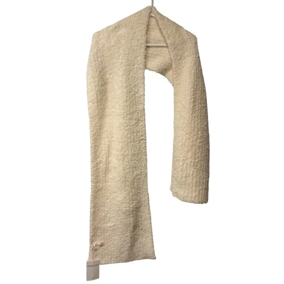 Malibu Luxxe‎ Ivory Feather Yarn Scarf New With Tags Fuzzy Soft Plush Wrap