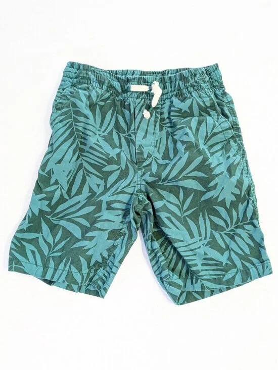 Gap Kids Green Swim Trunks - Boy's L (10) - Tropical Leaves Youth Swimsuit