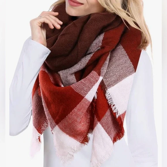 Bess Bridal Women's Plaid Blanket‎ Winter Scarf Tartan Wrap Oversized Shawl Cape