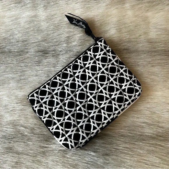 VERA BRADLEY Night & Day 2010 Black White Geometric Zipper Cosmetic Case Y2K