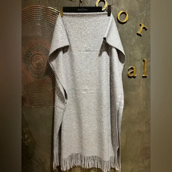 BSB oversized wool blend grey wrap scarf NWOT