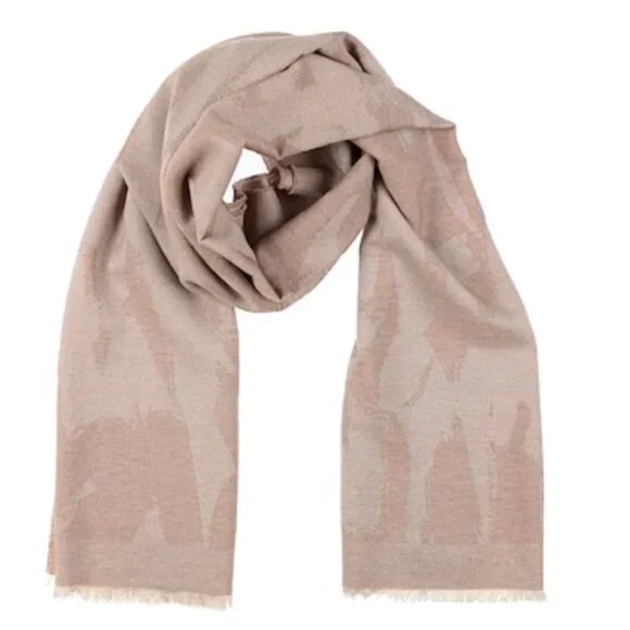 Alexander McQueen Graffiti Wool Silk Blend X-Large Scarf Tan