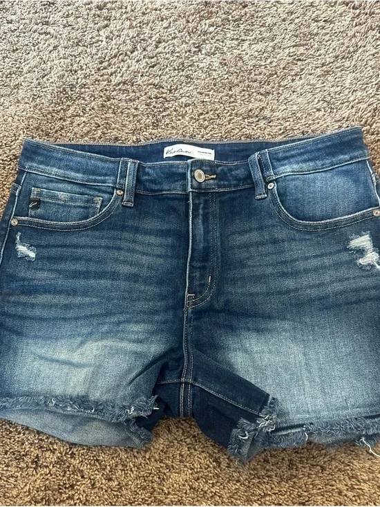 KanCan Medium Wash Distressed Denim Shorts
