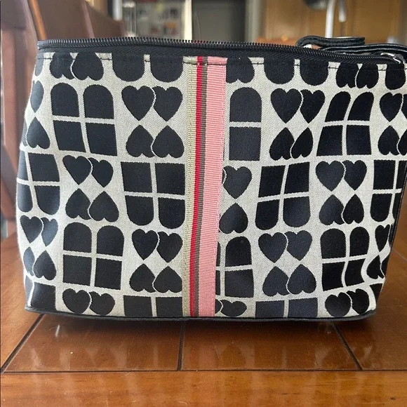 Stylish Black and Pink Heart Patterned Women's Bag