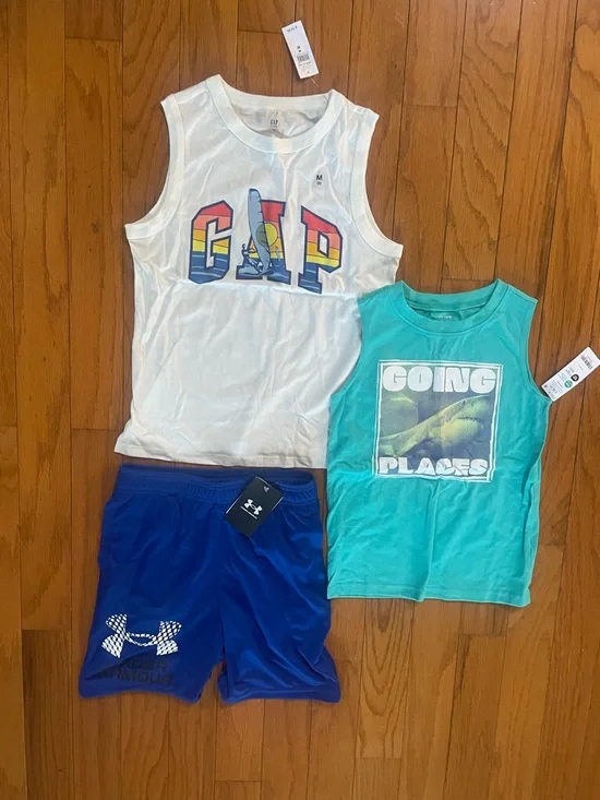 NWT Gap Tank Tops (one small/one medium) and Under Armour Shorts Medium