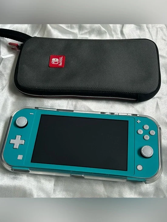 turquoise nintendo switch lite with case and cover bundle