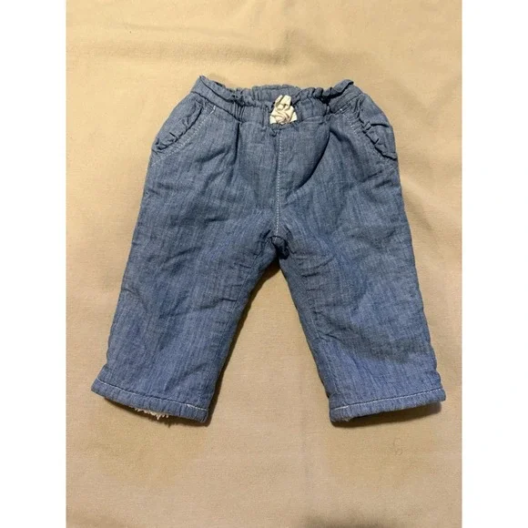 Baby Gap Girls Boys Sherpa Lined Pull On Blue Jean Pants Size 3-6 Months