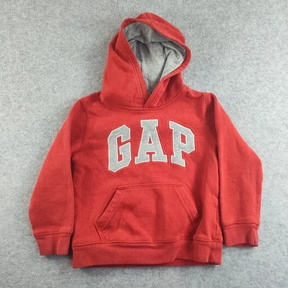 GAP Kid's Sweatshirt Size 5 Year Toddler Red Long Sleeve Kanga Pocket Hoodie 📏‎