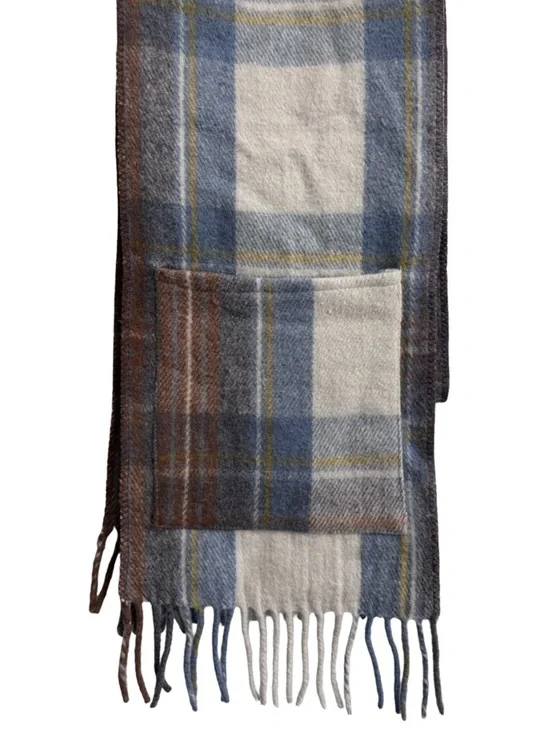 PATRICK KING WOOLLEN COMPANY Stewart Muted Blue Deluxe Pocket Scarf