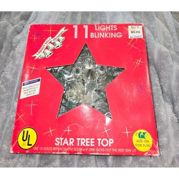 Vintage Star Christmas Tree Aluminum Tinsel Starburst Topper Multicolor Lights‎