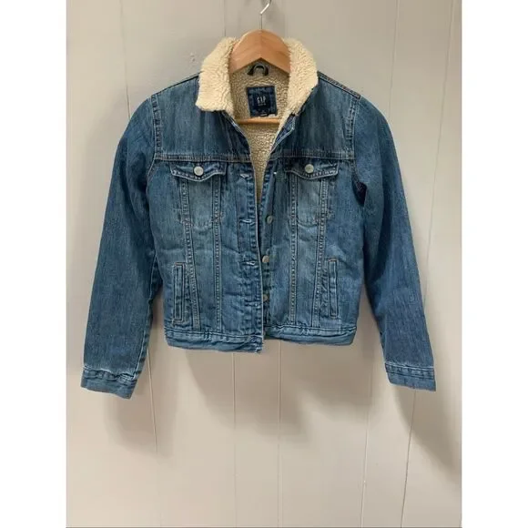 Gap kids Sherpa Lined Denim Jacket Medium Wash XXL