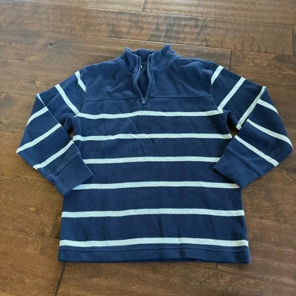 Gap Boys Sweater Size‎ Large 1/4 Zip Mock Neck Blue Striped Knit